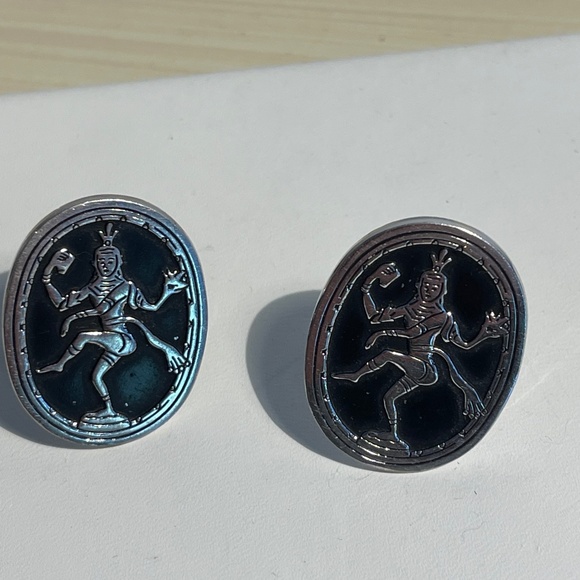 SWANK Silver Tone Dancing Goddess Vintage Cuff Links - Picture 1 of 5